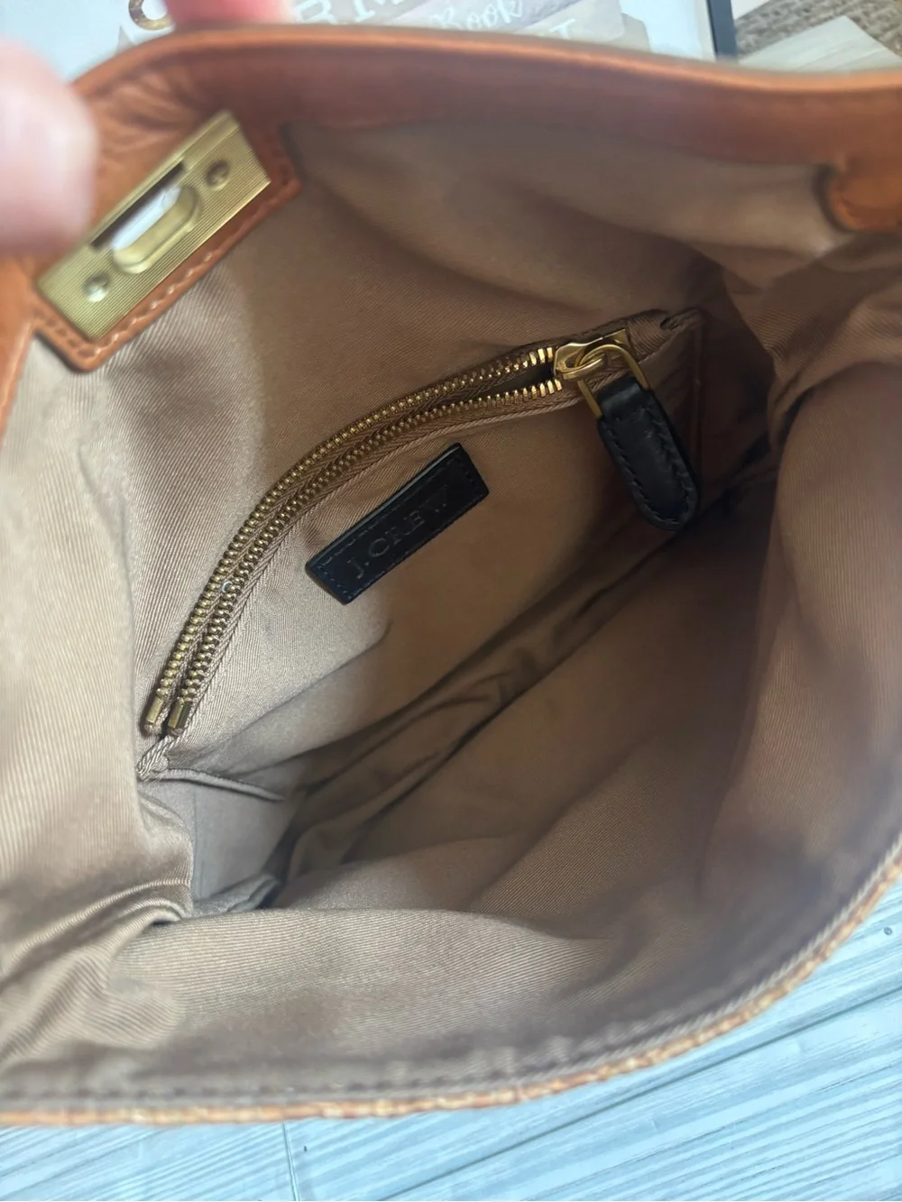J. Crew Woven Straw Clutch with Tan Leather Trim and Turnlock Closure